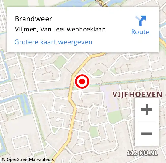 Locatie op kaart van de 112 melding: Brandweer Vlijmen, Van Leeuwenhoeklaan op 13 november 2016 16:15