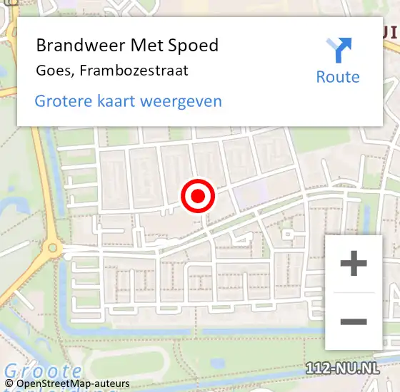 Locatie op kaart van de 112 melding: Brandweer Met Spoed Naar Goes, Frambozestraat op 1 januari 2014 09:54