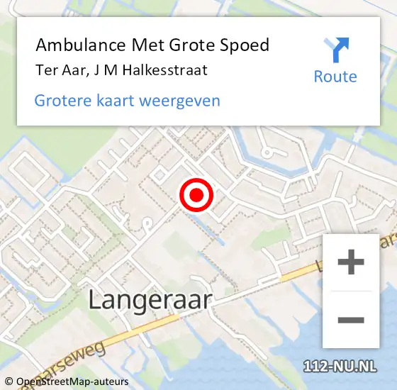 Locatie op kaart van de 112 melding: Ambulance Met Grote Spoed Naar Ter Aar, J M Halkesstraat op 13 november 2016 19:03