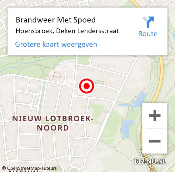 Locatie op kaart van de 112 melding: Brandweer Met Spoed Naar Hoensbroek, Deken Lendersstraat op 13 november 2016 19:29
