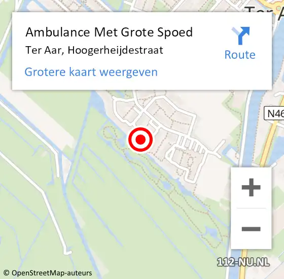 Locatie op kaart van de 112 melding: Ambulance Met Grote Spoed Naar Ter Aar, Hoogerheijdestraat op 13 november 2016 19:47