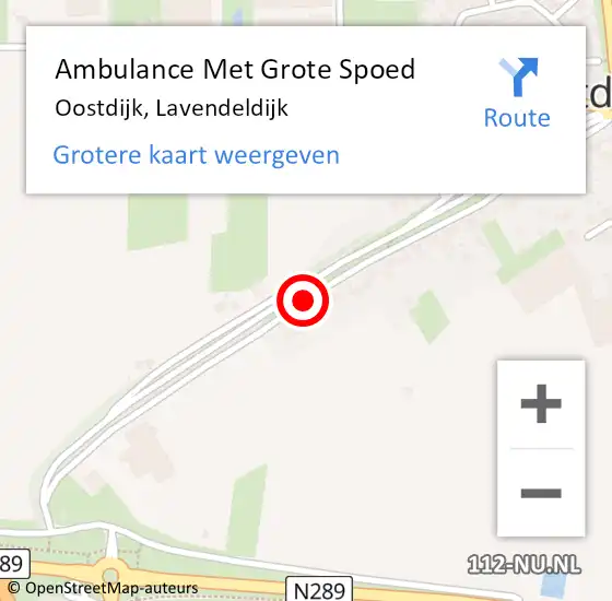 Locatie op kaart van de 112 melding: Ambulance Met Grote Spoed Naar Oostdijk, Lavendeldijk op 13 november 2016 19:47