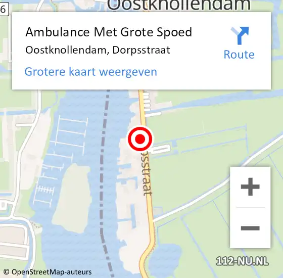 Locatie op kaart van de 112 melding: Ambulance Met Grote Spoed Naar Oostknollendam, Dorpsstraat op 13 november 2016 19:50