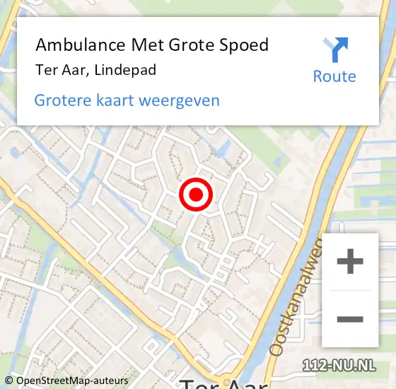 Locatie op kaart van de 112 melding: Ambulance Met Grote Spoed Naar Ter Aar, Lindepad op 13 november 2016 19:52