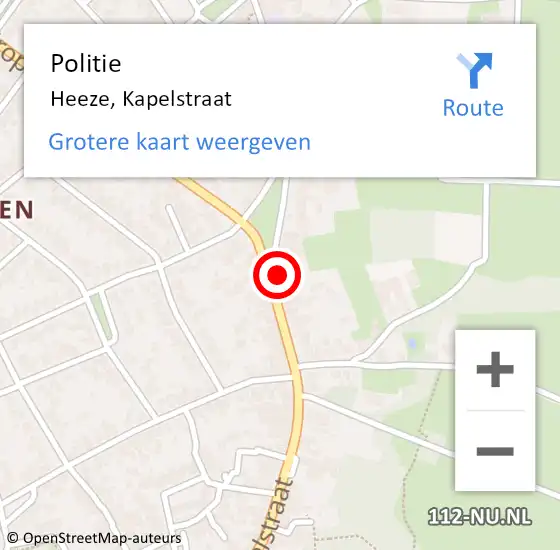 Locatie op kaart van de 112 melding: Politie Heeze, Kapelstraat op 13 november 2016 20:43