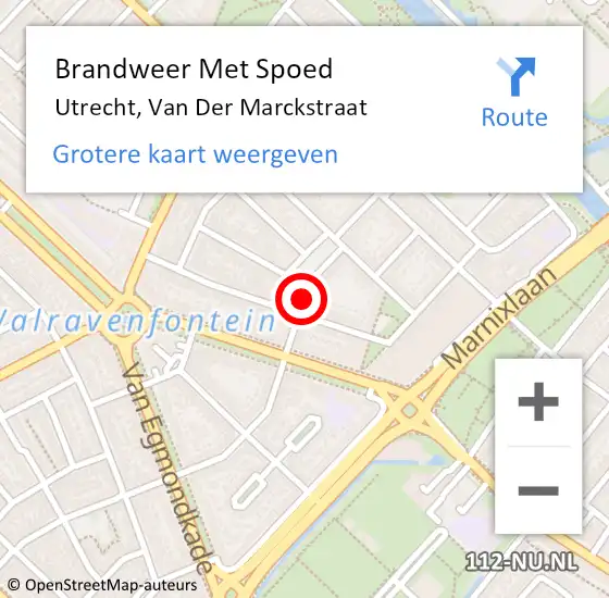 Locatie op kaart van de 112 melding: Brandweer Met Spoed Naar Utrecht, Van Der Marckstraat op 13 november 2016 20:49
