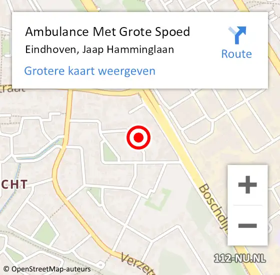 Locatie op kaart van de 112 melding: Ambulance Met Grote Spoed Naar Eindhoven, Jaap Hamminglaan op 13 november 2016 21:20