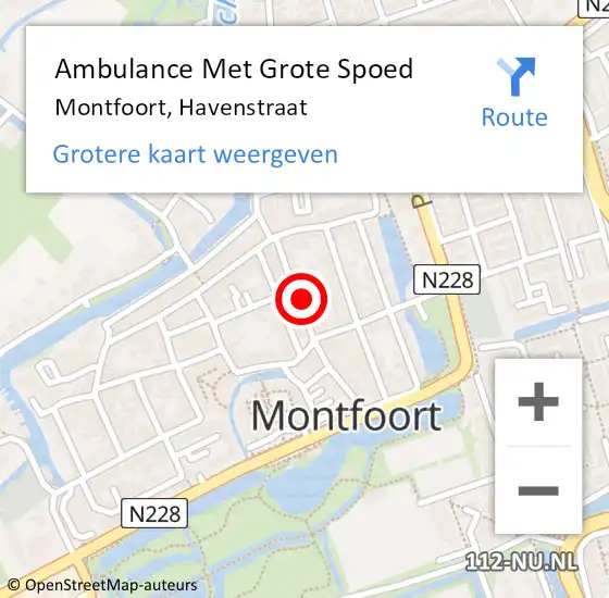 Locatie op kaart van de 112 melding: Ambulance Met Grote Spoed Naar Montfoort, Havenstraat op 13 november 2016 21:23