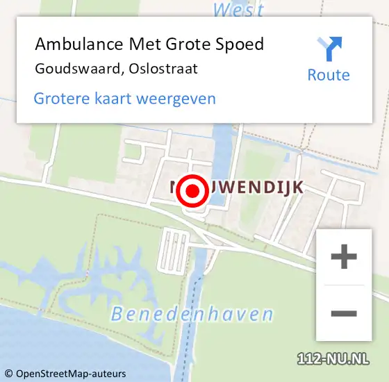 Locatie op kaart van de 112 melding: Ambulance Met Grote Spoed Naar Goudswaard, Oslostraat op 13 november 2016 23:45