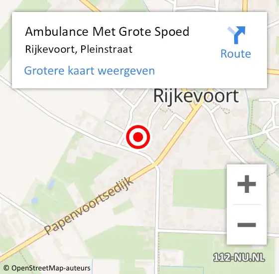 Locatie op kaart van de 112 melding: Ambulance Met Grote Spoed Naar Rijkevoort, Pleinstraat op 14 november 2016 00:29