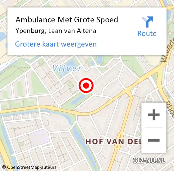 Locatie op kaart van de 112 melding: Ambulance Met Grote Spoed Naar Sion, Laan van Altena op 14 november 2016 01:40