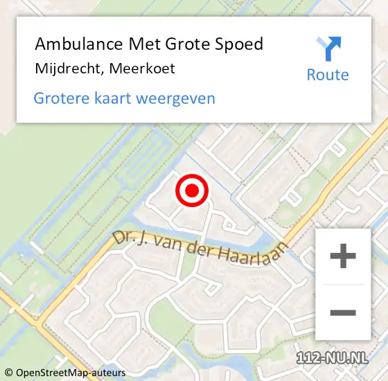 Locatie op kaart van de 112 melding: Ambulance Met Grote Spoed Naar Mijdrecht, Meerkoet op 14 november 2016 03:57