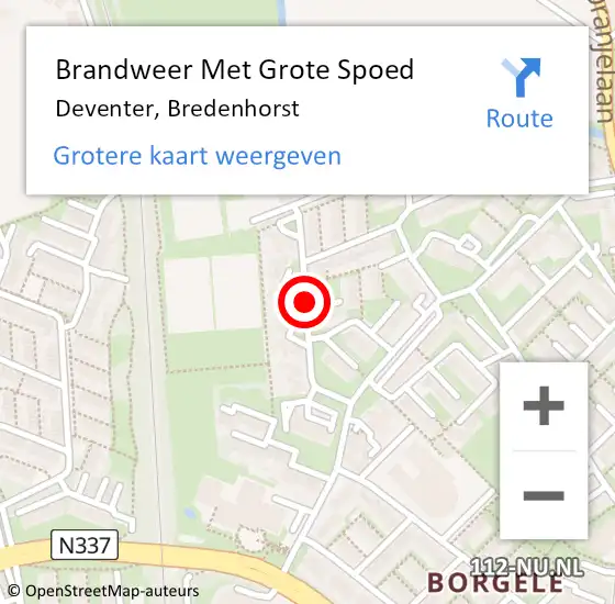 Locatie op kaart van de 112 melding: Brandweer Met Grote Spoed Naar Deventer, Bredenhorst op 14 november 2016 04:01