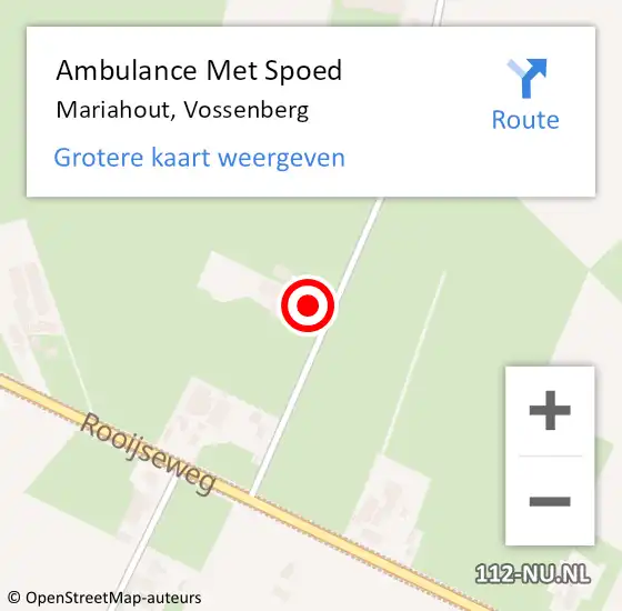 Locatie op kaart van de 112 melding: Ambulance Met Spoed Naar Mariahout, Vossenberg op 14 november 2016 05:54