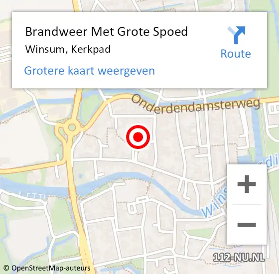 Locatie op kaart van de 112 melding: Brandweer Met Grote Spoed Naar Winsum, Kerkpad op 14 november 2016 06:24