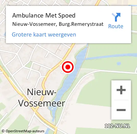 Locatie op kaart van de 112 melding: Ambulance Met Spoed Naar Nieuw-Vossemeer, Burg.Remerystraat op 14 november 2016 06:54