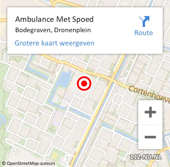 Locatie op kaart van de 112 melding: Ambulance Met Spoed Naar Bodegraven, Dronenplein op 14 november 2016 09:15