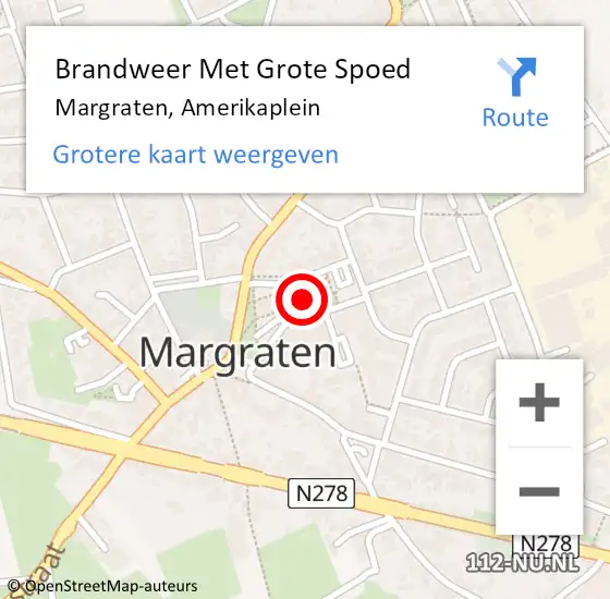 Locatie op kaart van de 112 melding: Brandweer Met Grote Spoed Naar Margraten, Amerikaplein op 14 november 2016 10:33