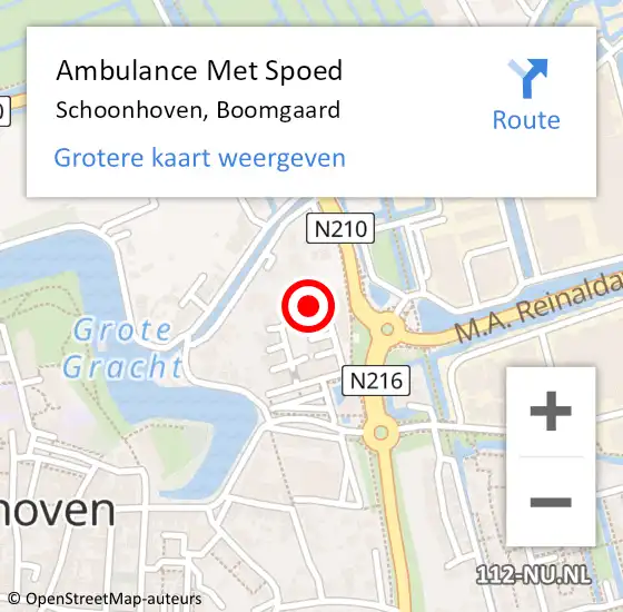 Locatie op kaart van de 112 melding: Ambulance Met Spoed Naar Schoonhoven, Boomgaard op 14 november 2016 10:46