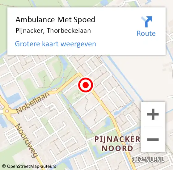 Locatie op kaart van de 112 melding: Ambulance Met Spoed Naar Pijnacker, Thorbeckelaan op 14 november 2016 11:39