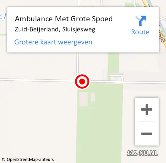 Locatie op kaart van de 112 melding: Ambulance Met Grote Spoed Naar Zuid-Beijerland, Sluisjesweg op 14 november 2016 11:50