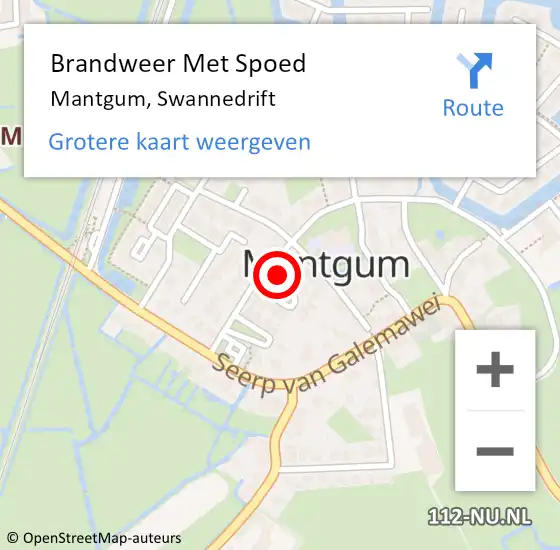 Locatie op kaart van de 112 melding: Brandweer Met Spoed Naar Mantgum, Swannedrift op 1 januari 2014 11:14