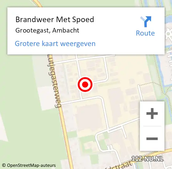 Locatie op kaart van de 112 melding: Brandweer Met Spoed Naar Grootegast, Ambacht op 14 november 2016 13:39