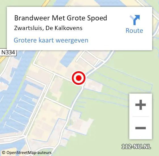 Locatie op kaart van de 112 melding: Brandweer Met Grote Spoed Naar Zwartsluis, De Kalkovens op 14 november 2016 14:17