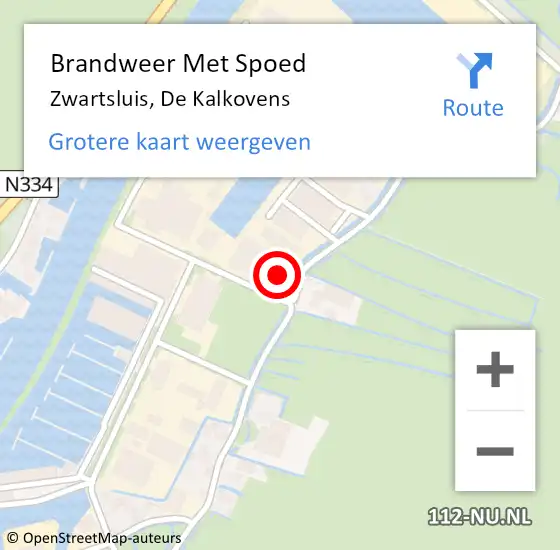 Locatie op kaart van de 112 melding: Brandweer Met Spoed Naar Zwartsluis, De Kalkovens op 14 november 2016 14:34