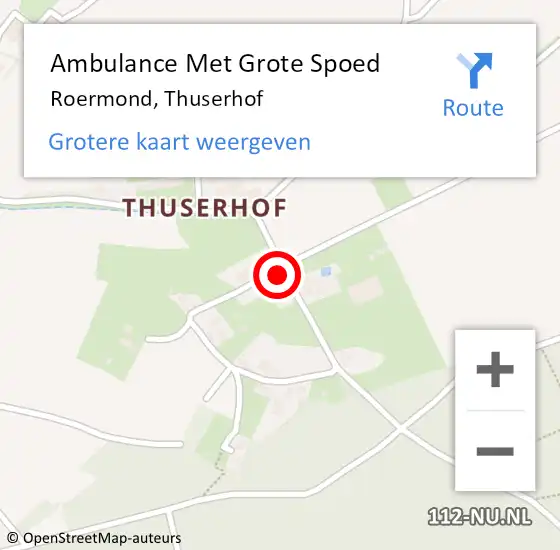 Locatie op kaart van de 112 melding: Ambulance Met Grote Spoed Naar Roermond, Thuserhof op 14 november 2016 14:54