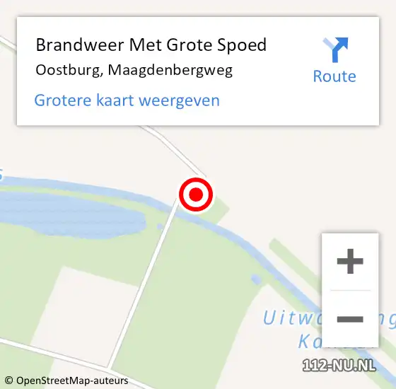 Locatie op kaart van de 112 melding: Brandweer Met Grote Spoed Naar Oostburg, Maagdenbergweg op 14 november 2016 15:01