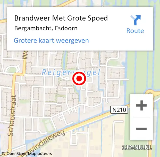 Locatie op kaart van de 112 melding: Brandweer Met Grote Spoed Naar Bergambacht, Esdoorn op 14 november 2016 15:15