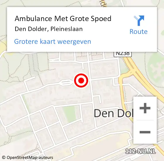 Locatie op kaart van de 112 melding: Ambulance Met Grote Spoed Naar Den Dolder, Pleineslaan op 14 november 2016 16:10