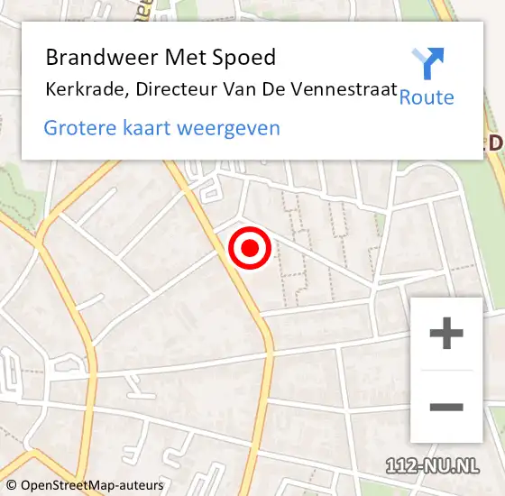 Locatie op kaart van de 112 melding: Brandweer Met Spoed Naar Kerkrade, Directeur Van De Vennestraat op 14 november 2016 16:21