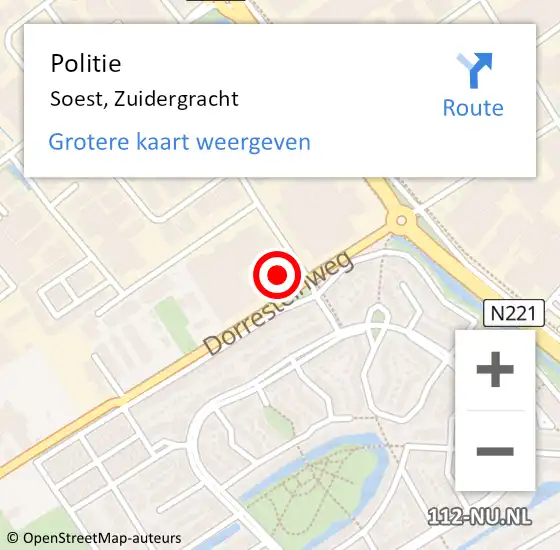 Locatie op kaart van de 112 melding: Politie Soest, Zuidergracht op 14 november 2016 16:39