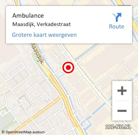 Locatie op kaart van de 112 melding: Ambulance Maasdijk, Verkadestraat op 14 november 2016 17:10