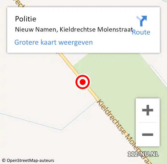 Locatie op kaart van de 112 melding: Politie Nieuw Namen, Kieldrechtse Molenstraat op 14 november 2016 17:24