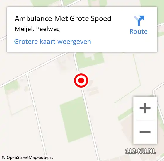 Locatie op kaart van de 112 melding: Ambulance Met Grote Spoed Naar Meijel, Peelweg op 14 november 2016 17:31