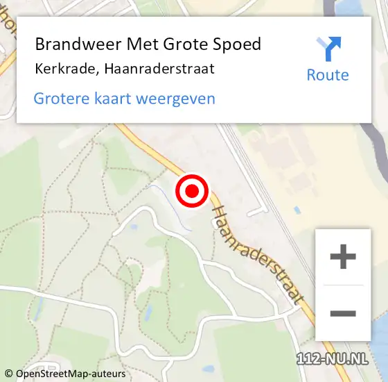 Locatie op kaart van de 112 melding: Brandweer Met Grote Spoed Naar Kerkrade, Haanraderstraat op 14 november 2016 19:02