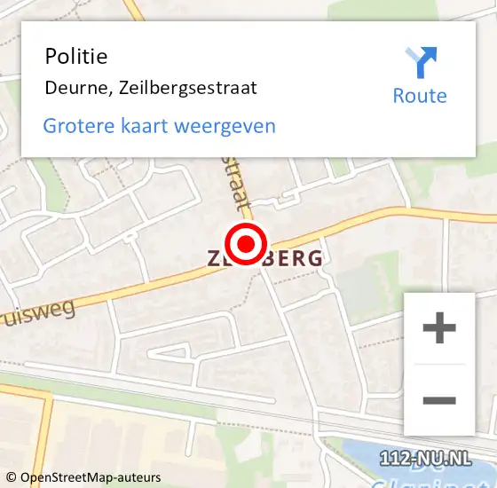 Locatie op kaart van de 112 melding: Politie Deurne, Zeilbergsestraat op 14 november 2016 19:47