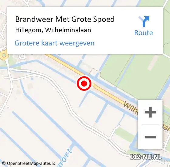 Locatie op kaart van de 112 melding: Brandweer Met Grote Spoed Naar Hillegom, Wilhelminalaan op 14 november 2016 19:52