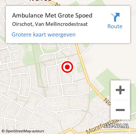 Locatie op kaart van de 112 melding: Ambulance Met Grote Spoed Naar Oirschot, Van Mellincrodestraat op 14 november 2016 19:56