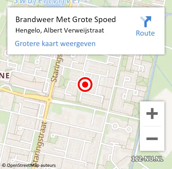 Locatie op kaart van de 112 melding: Brandweer Met Grote Spoed Naar Hengelo, Albert Verweijstraat op 14 november 2016 22:04