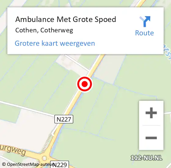 Locatie op kaart van de 112 melding: Ambulance Met Grote Spoed Naar Cothen, Cotherweg op 14 november 2016 22:13