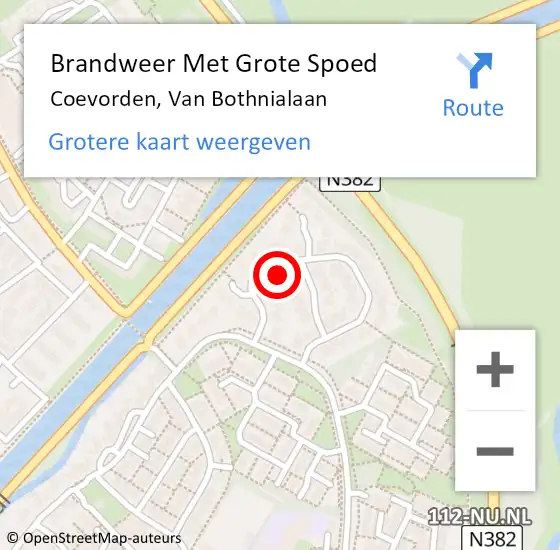 Locatie op kaart van de 112 melding: Brandweer Met Grote Spoed Naar Coevorden, Van Bothnialaan op 1 januari 2014 12:29