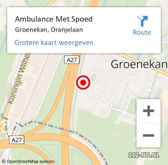 Locatie op kaart van de 112 melding: Ambulance Met Spoed Naar Groenekan, Oranjelaan op 15 november 2016 01:38