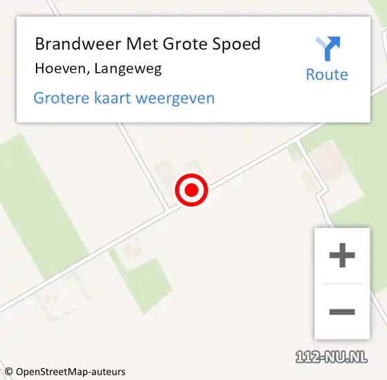 Locatie op kaart van de 112 melding: Brandweer Met Grote Spoed Naar Hoeven, Langeweg op 15 november 2016 02:45