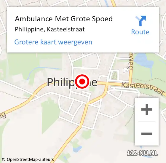 Locatie op kaart van de 112 melding: Ambulance Met Grote Spoed Naar Philippine, Kasteelstraat op 15 november 2016 03:20