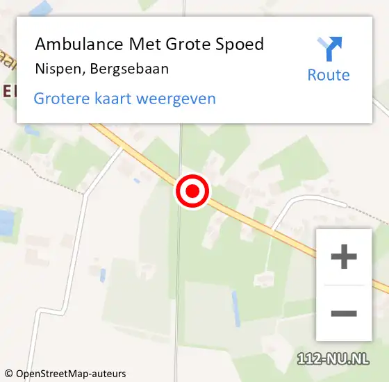 Locatie op kaart van de 112 melding: Ambulance Met Grote Spoed Naar Nispen, Bergsebaan op 15 november 2016 03:42