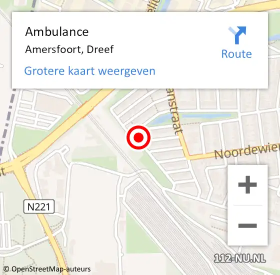 Locatie op kaart van de 112 melding: Ambulance Amersfoort, Dreef op 15 november 2016 04:40